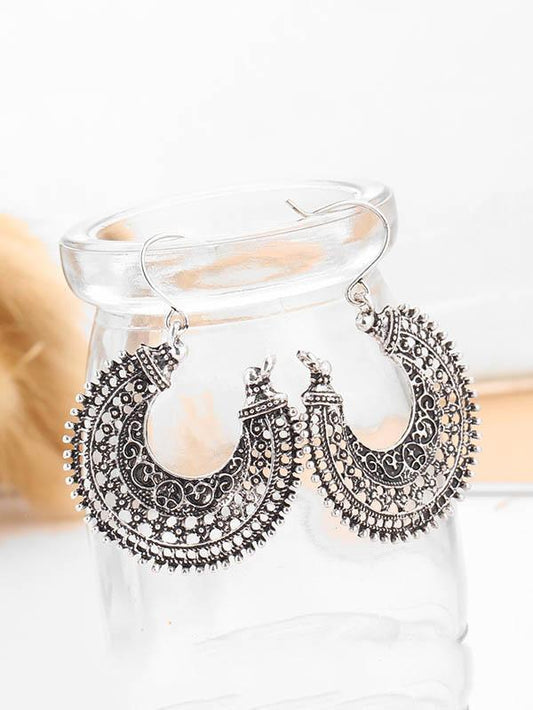 Retro Alloy U Basket Hollow Earrings