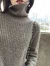LOOSE HIGH-NECK HIGH-LOW SOLID CASUAL SWEATER