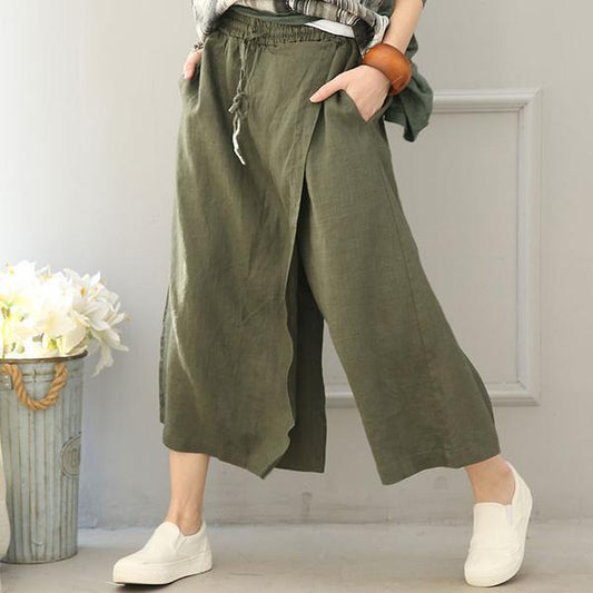 Women Cotton Linen Wide leg pants