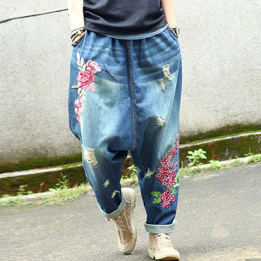 Causal Women Cotton Floral Harem Pants