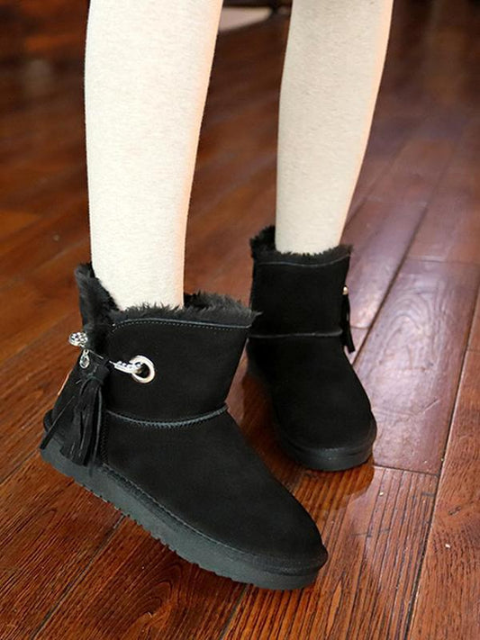 Flat Bottom Velvet Tassel Short Tube Snow Boots Uggs