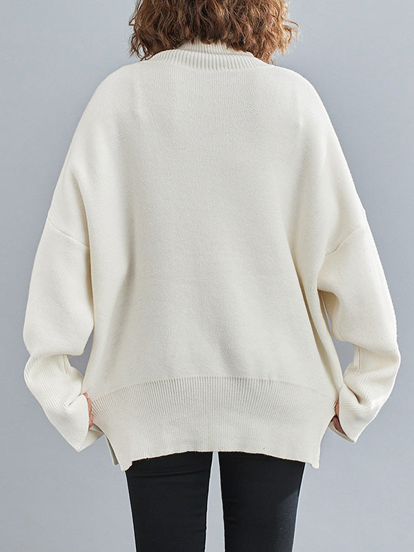 Original Solid High-Neck Knitting Sweater