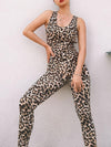 Sports Leopard Print Cross Strappy Jumpsuits