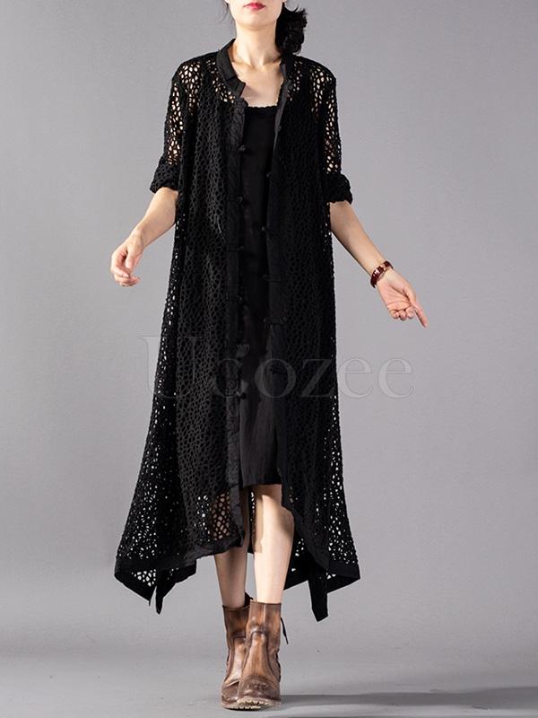 Casual Hollow Cropped Long Cover-up