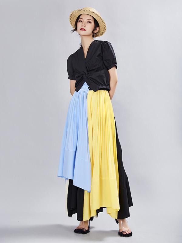 Ruffled Asymmetric Split-joint Skirt