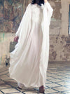 Plus Size Loose Solid White See-through Cover-ups