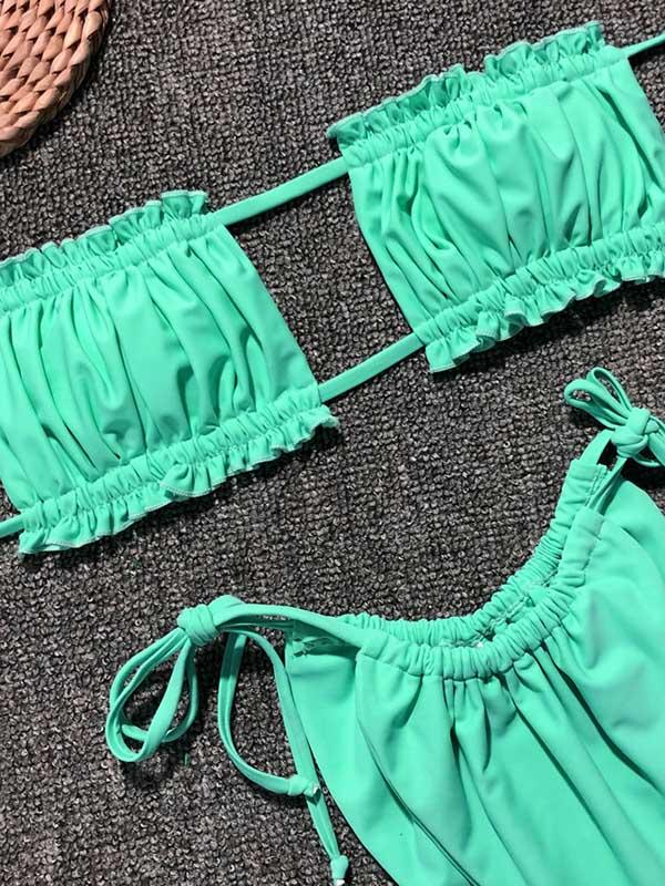 Sexy Fold Hollow Bikini Swimsuit