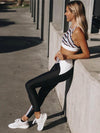 Stripe Cut Out Yoga Gym Bra And Legging Suits
