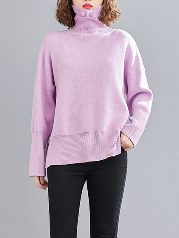 Original Solid High-Neck Knitting Sweater