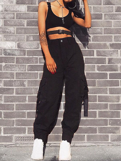 3 Colors High Waist Cargo Pants For Women