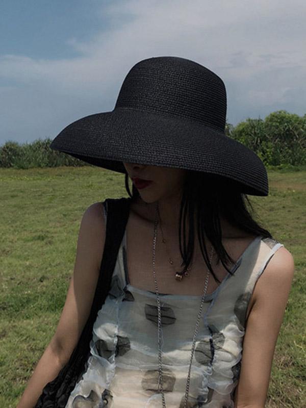 Leisure Long-Brim Sun-Protection Straw Hat