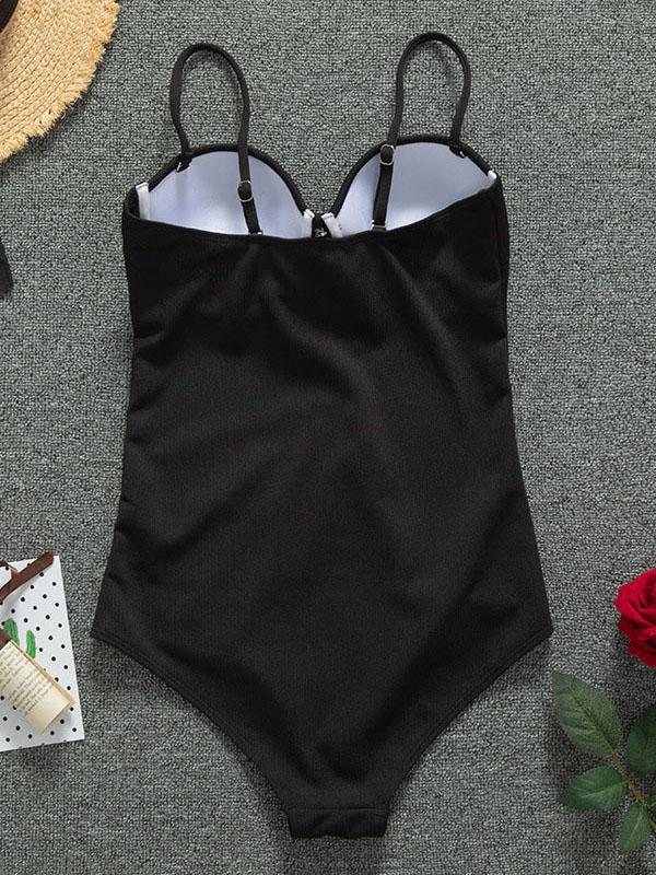 Sexy Strapless Buttons One-Piece Swimwear