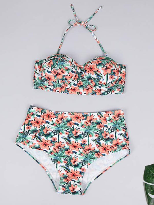 Floral High Waisted Bikini Set