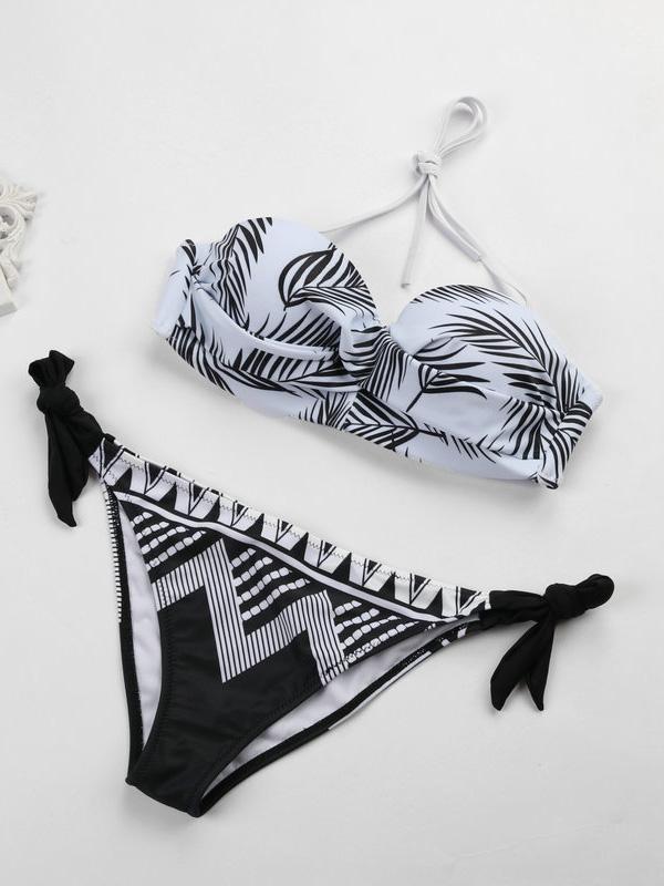 Balconette Printed Tie Bikini Set