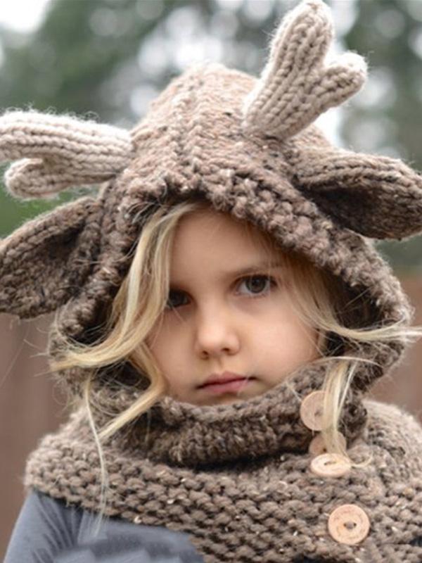 Knitted Elk Single Button Hat&Glove Accessories