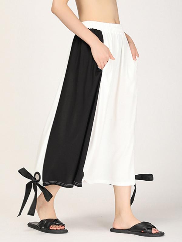 Loose Split-joint Lace-up Skirt