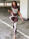 Half Sleeves Wrap Color-Block Jumpsuits