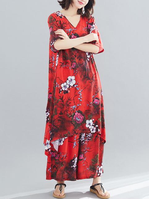 Oversize Printed Chiffon Tops + Wide Leg Pants