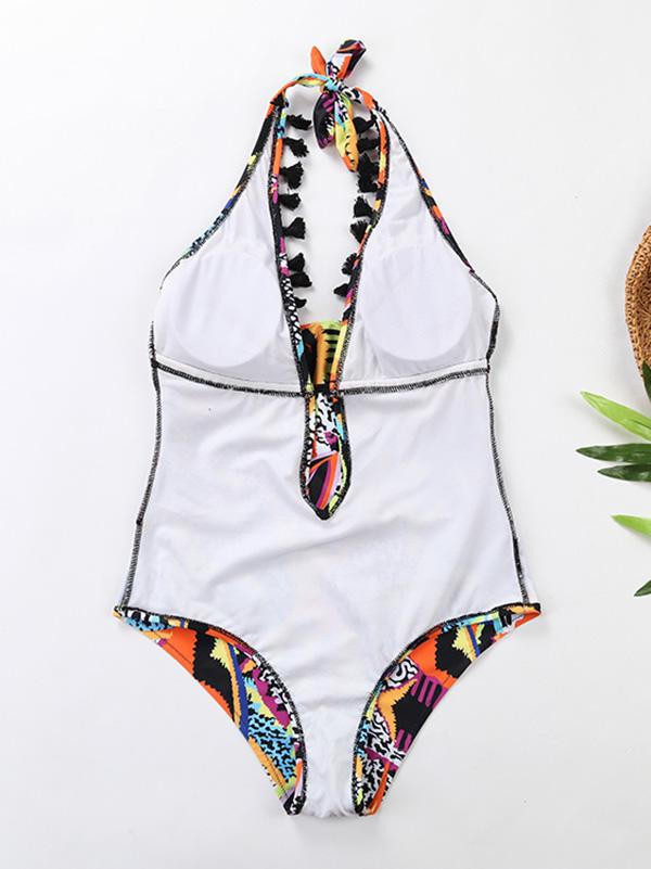 Printed Halterneck One-piece Swimwear