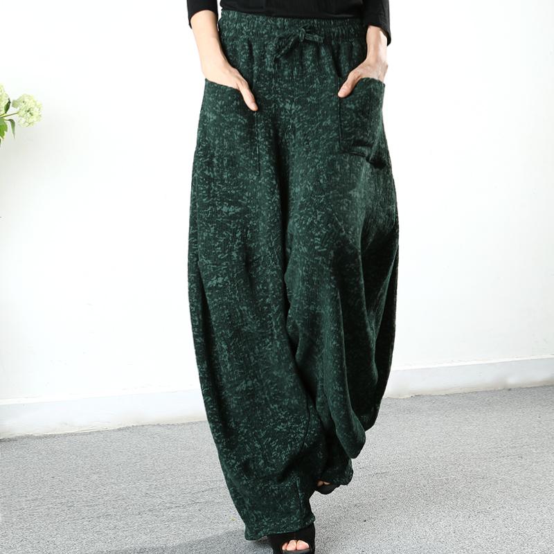 Buykud Solid Color Thick Warm Loose Casual Pants