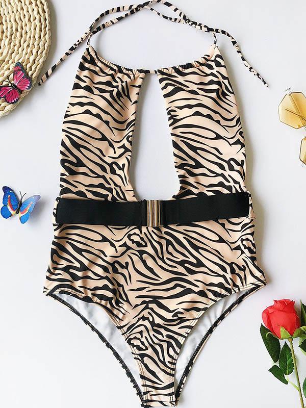 Sexy Hollow Belted One-Piece Swimwear