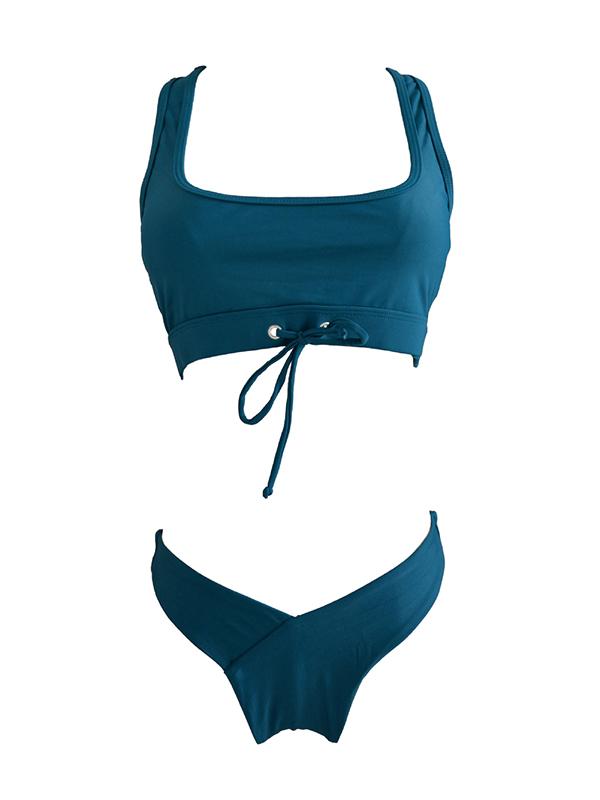 Plain Flat Chest Bikini Swimsuit