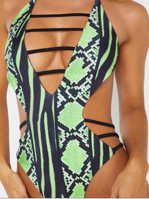 Sexy, Snaky Bandage Hollow One-Piece Type Swimwear