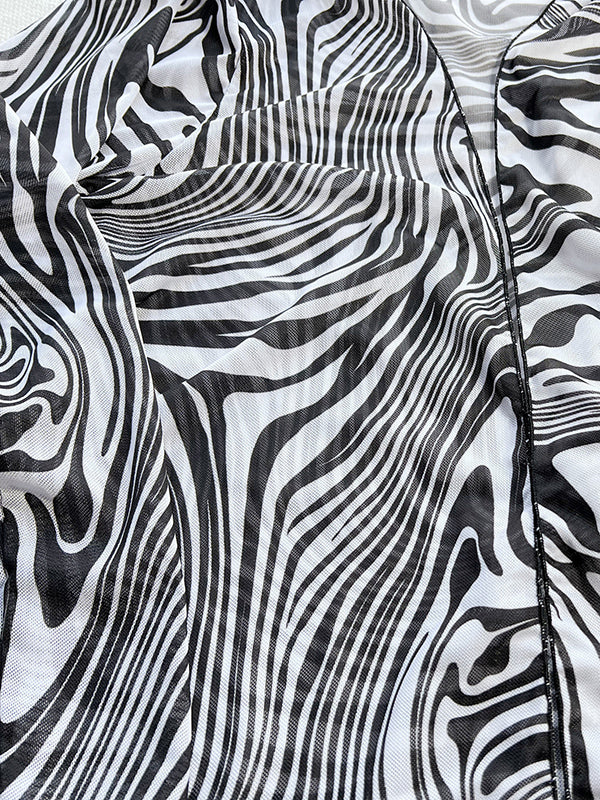 Zebra Printed Cover-Ups Swimwear&Bikini Swimsuit Three Pieces Set