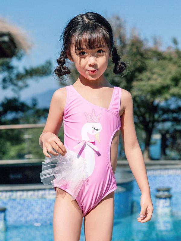 AONIHUA Swan Lovely Girl Swimwear