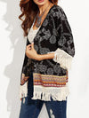 Beautiful Floral-Print Tassel Half Sleeve Beach Cover-Ups