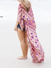 Bohemia Floral-printed Long Sleeves Beach Cover-Ups