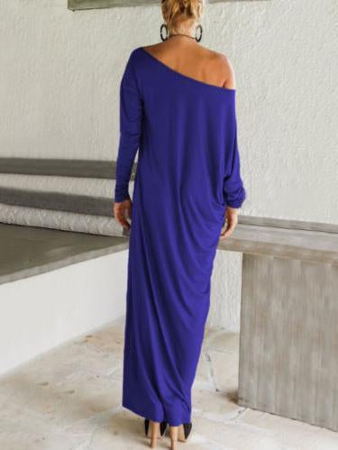 Casual Loose Long Dress with Open Shoulder