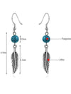 Bead&Leaf Pattern Turquoise Earrings Accessories