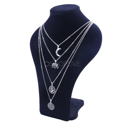 2PCS Moon&Eleghant Alloy Necklaces Accessories