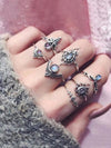 3 Sets 7pcs Vintage Carved Hollow Rings Accessories