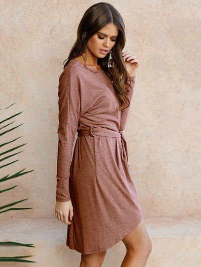 Asymmetric Belted Mini Dress