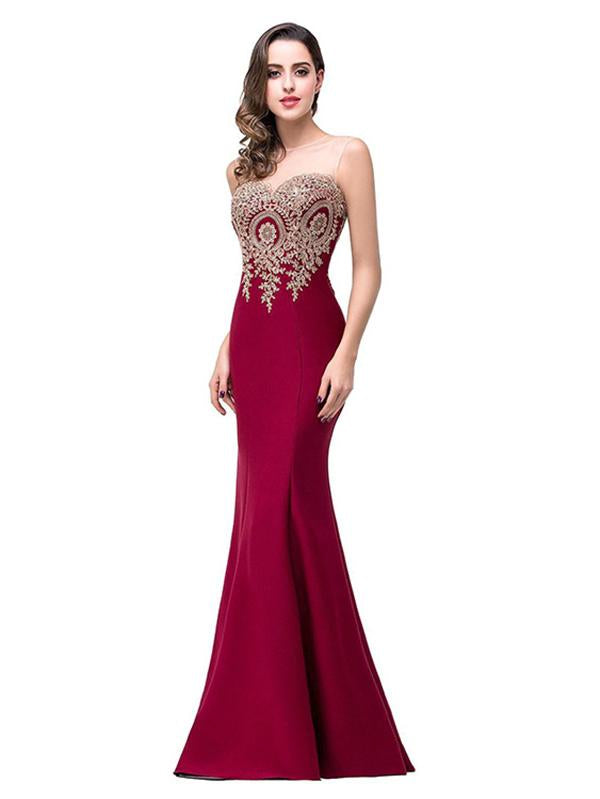 Elegant Sleeveless Round Neck Mermaid Evening Dress