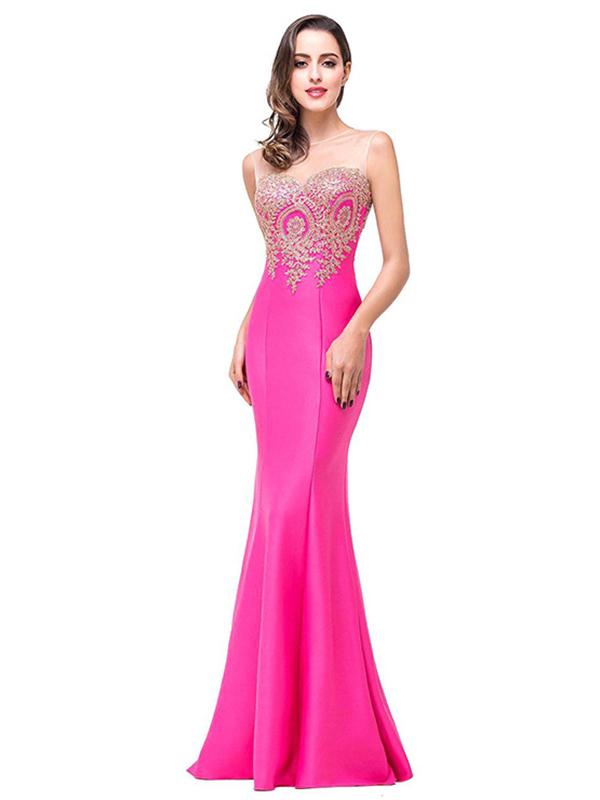 Elegant Sleeveless Round Neck Mermaid Evening Dress