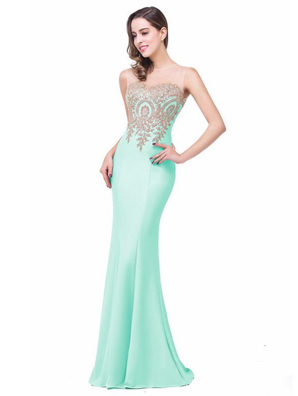 Elegant Sleeveless Round Neck Mermaid Evening Dress