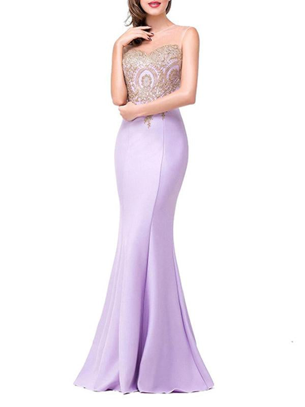 Elegant Sleeveless Round Neck Mermaid Evening Dress