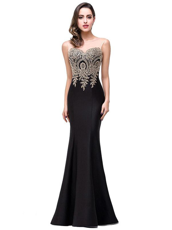 Elegant Sleeveless Round Neck Mermaid Evening Dress