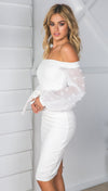 Beautiful Off-Shoulder Long Sleeve Bodycon Midi Dress Evening Dress