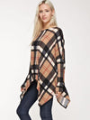 Asymmetric Loose Plaid Blouses&Shirts Top