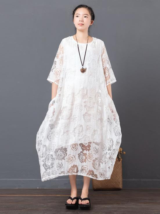 Original Laced Long Dress in White Color