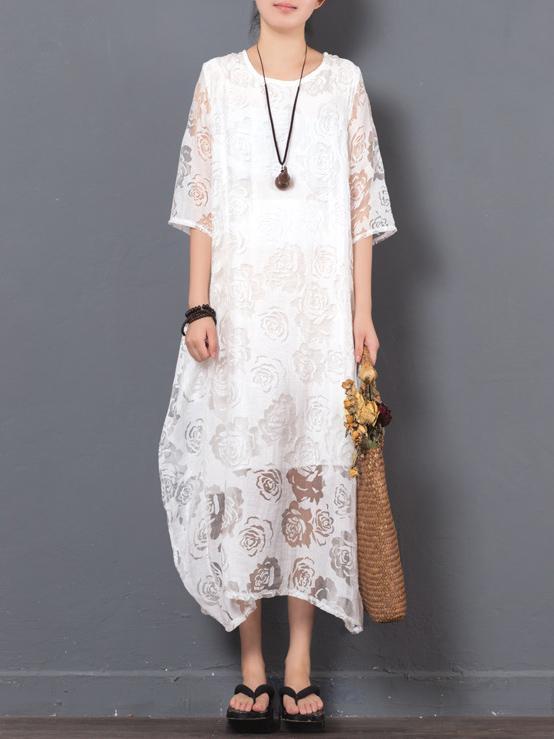 Original Laced Long Dress in White Color