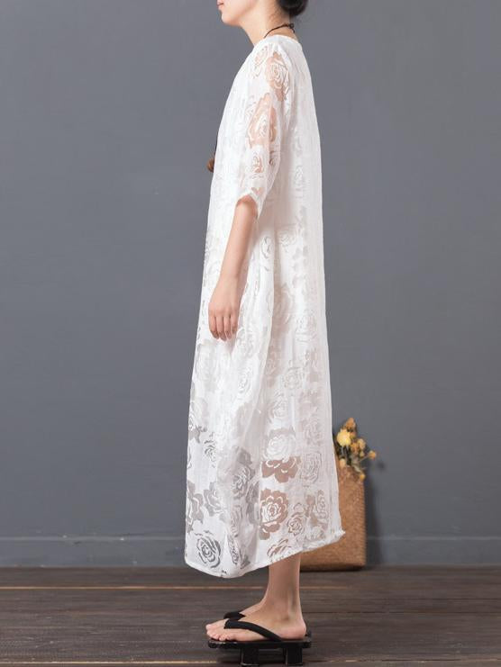 Original Laced Long Dress in White Color