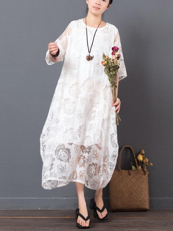 Original Laced Long Dress in White Color