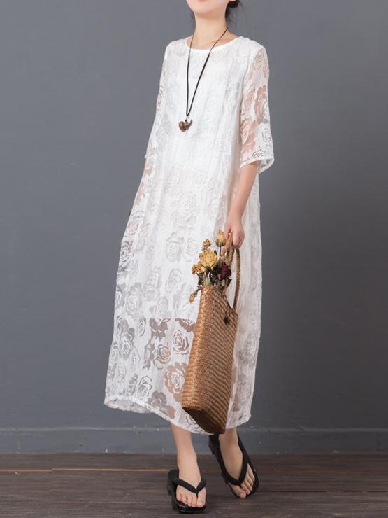 Original Laced Long Dress in White Color