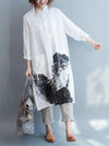 Ethnic Style Ink Painting Literary Long Dress