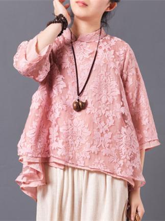 Woman Fashion Top with Flower Lace, Four Colors